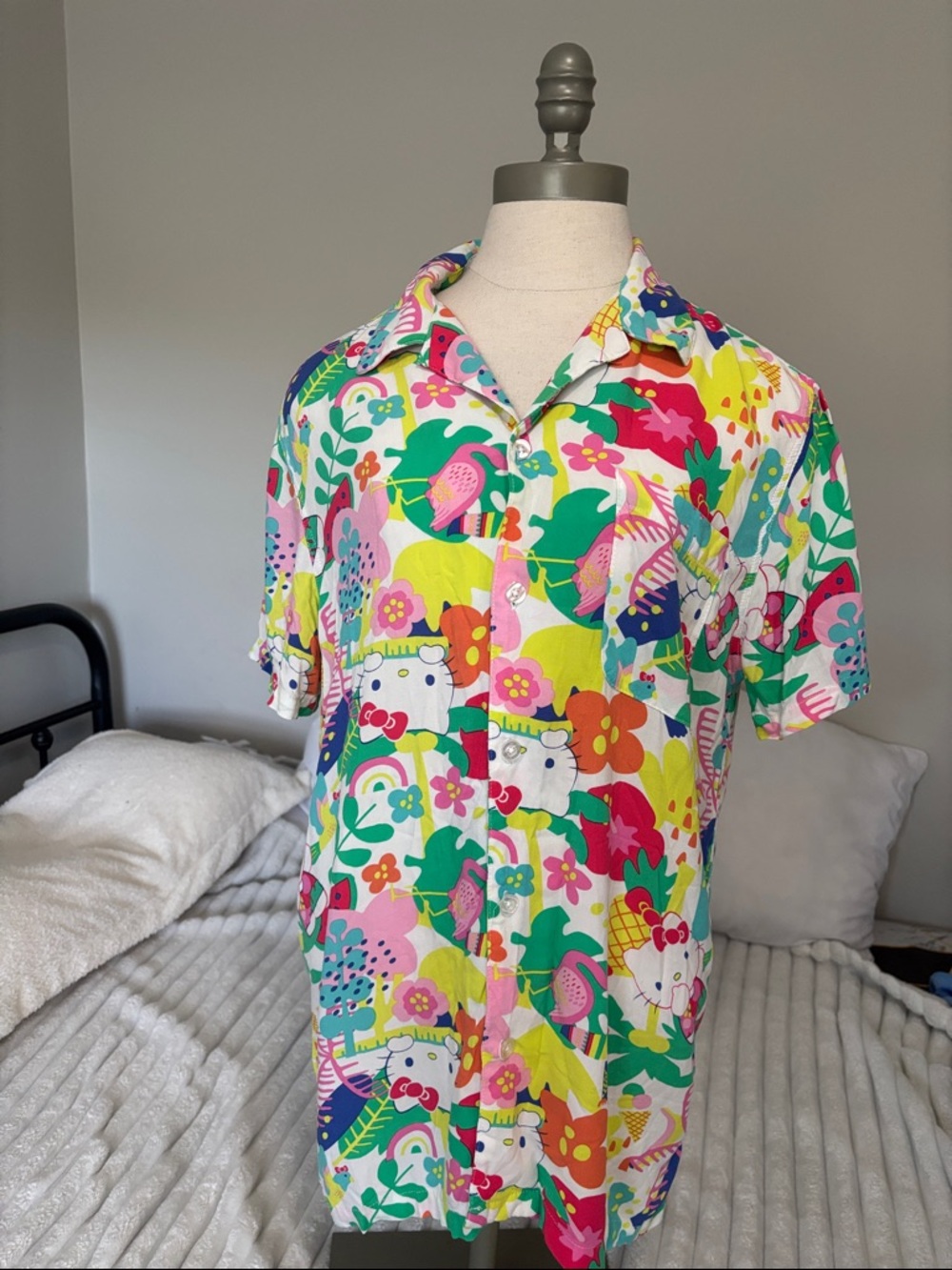 Hello Kitty Colorful Floral & Character Button-Down Shirt